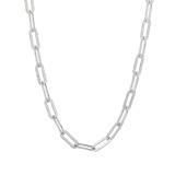 エクセラ イタリアン・シルバー ２層コーティング サテン＆ハンマー加工 ペーパークリップ チェーンネックレス