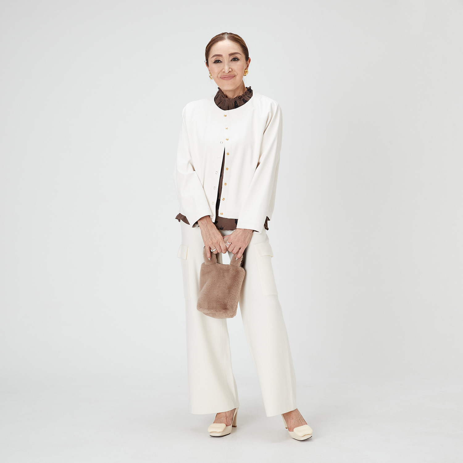 エーエフコンフィ ラムレザー調 ストレッチジャケット