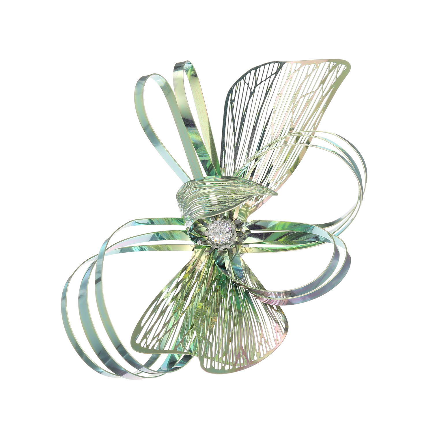 ブロッソ ステンレス インフィニティ＆ リボンデザイン マグネット付ブローチ