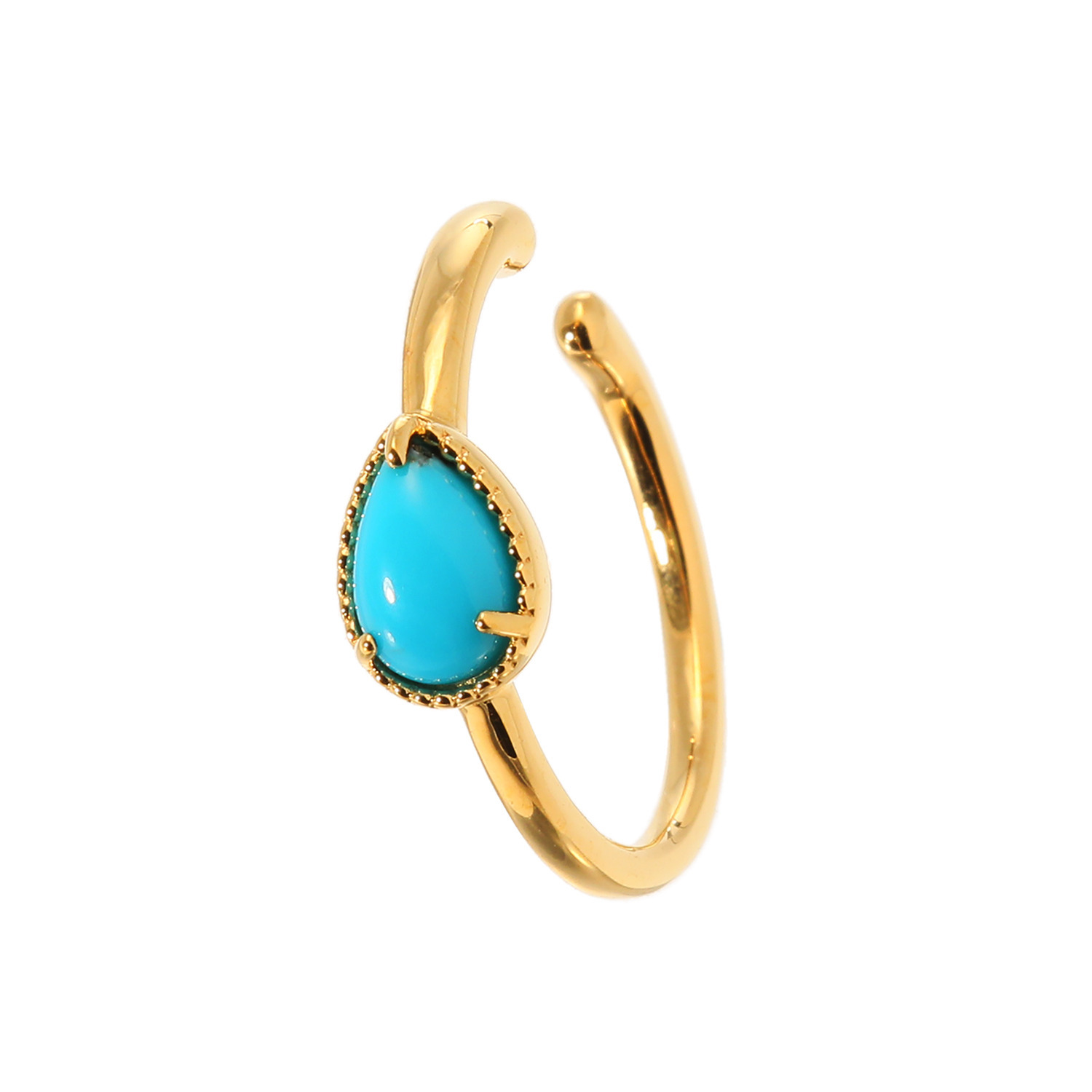 ミケランジェロ シルバー アリゾナ産ターコイズ ペアカボション イヤーカフ ＜片側のみ＞