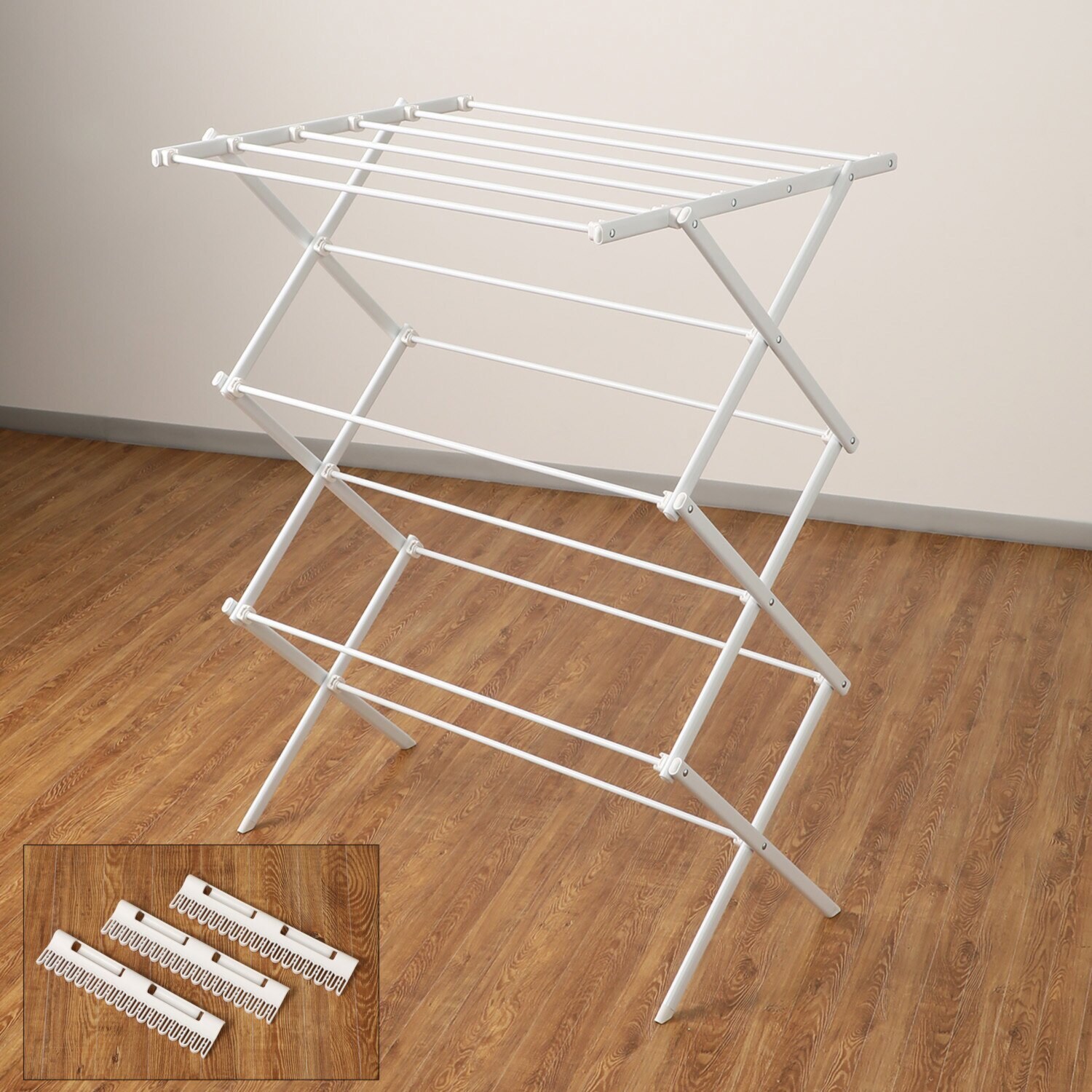 究極の工具不要♪ パーツをはめ込むだけで 簡単組み立ての 部屋干しアイテム！ クイックロック コンパクトスタンド物干し