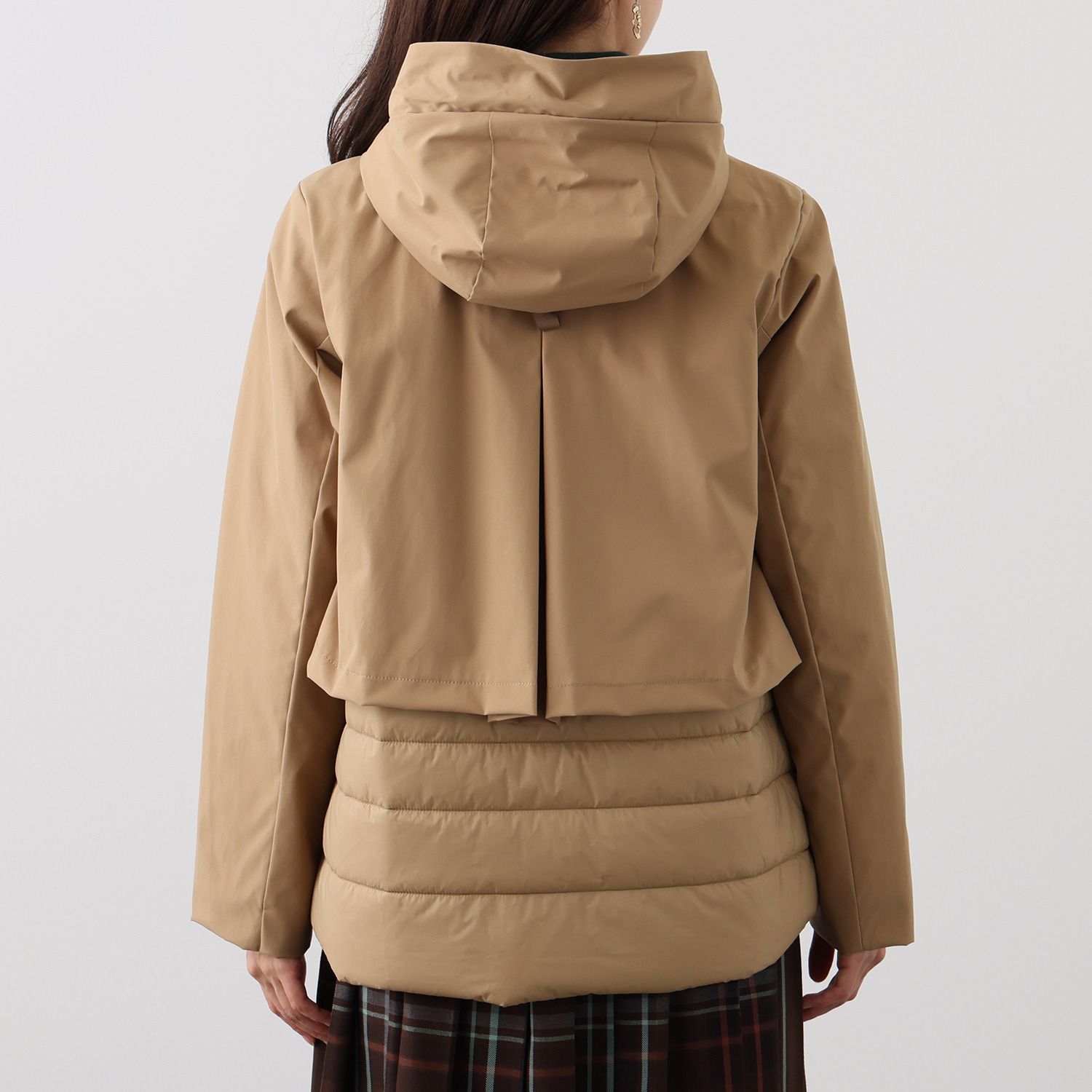 スタイル・ラヴィー 異素材ミックス フーディー 中綿ジャケット