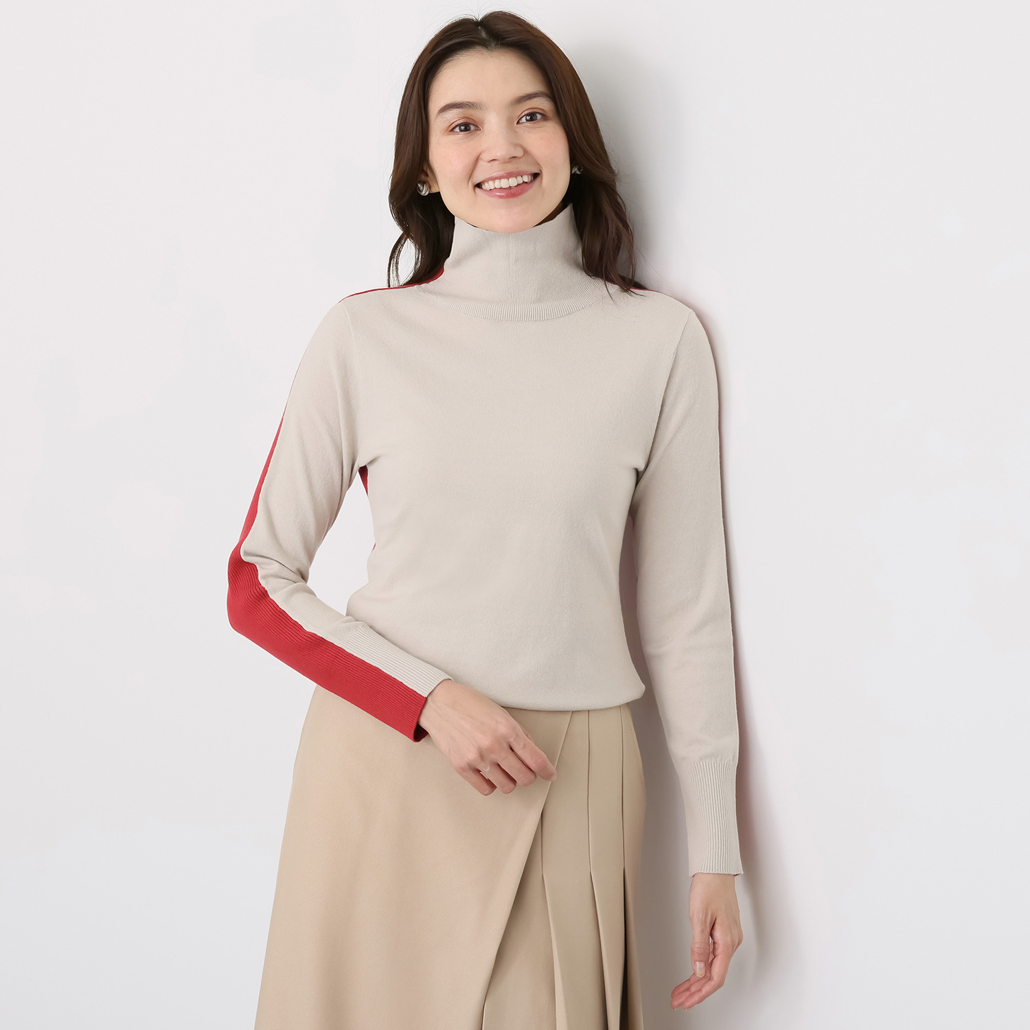 ミミコプラス どちらもＡ面 編地もカラーもおしゃれな タートルネック ニットプルオーバー