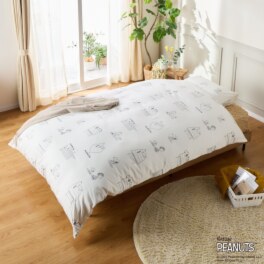 スヌーピー ＭＯＲＥ　ＳＬＥＥＰ ＰＥＡＮＵＴＳ コットン１００％サテン 日本製掛けふとんカバー ＆ピローケース ＜シングル＞