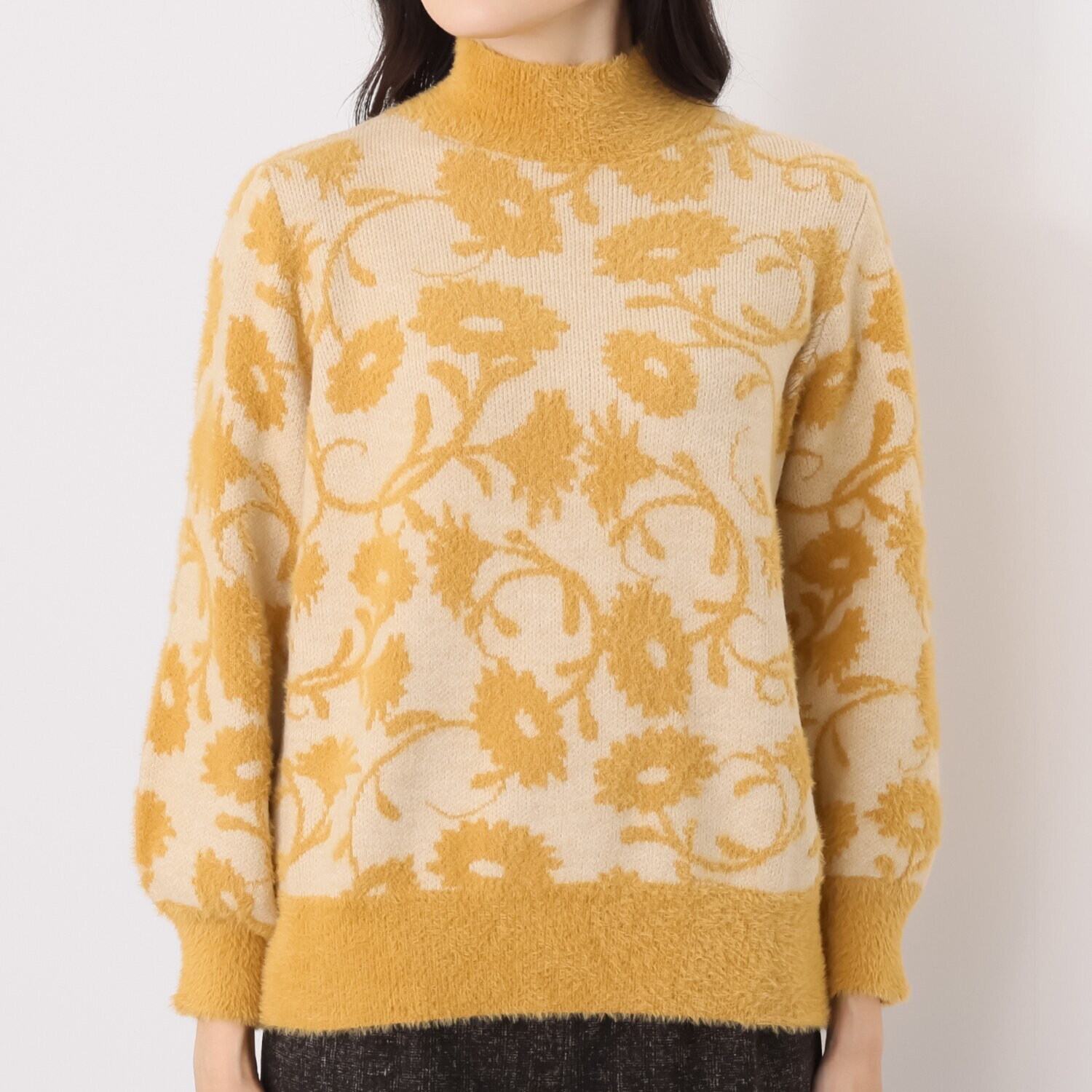 ダジュール フラワー柄 シャギーニット プルオーバー