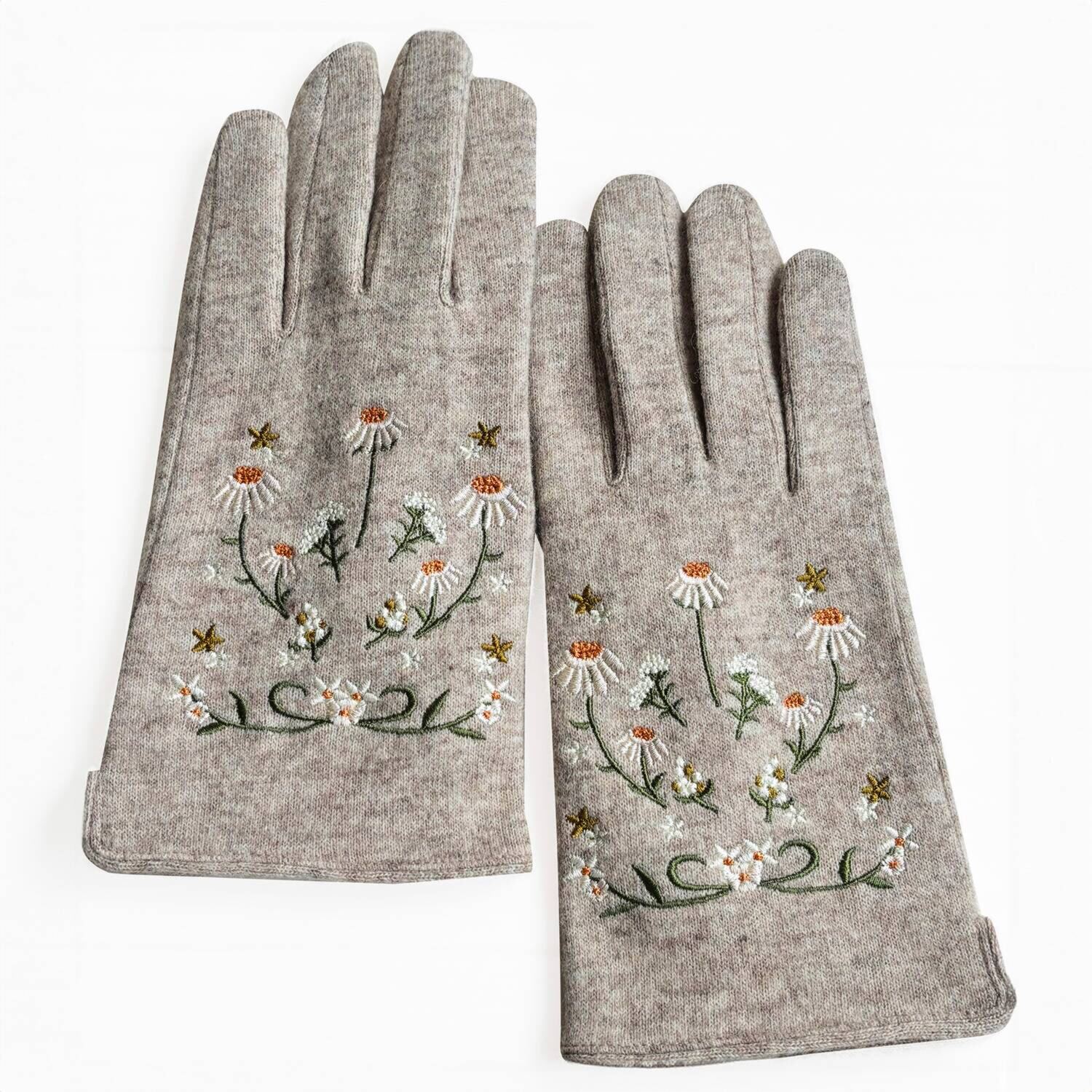 かわいい雑貨屋さん グロリア スマホ対応 小花柄刺しゅう 内ボアグローブ