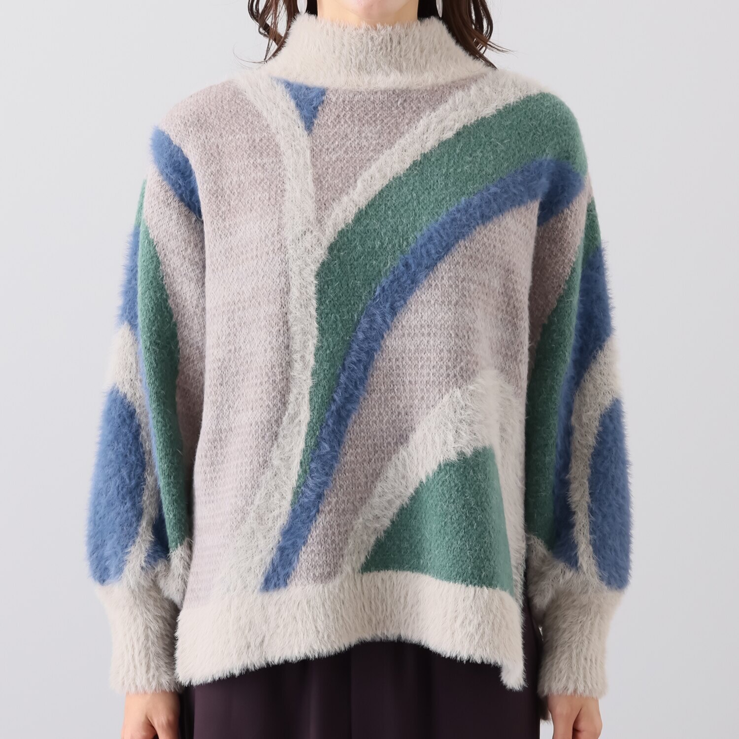 コモエリークローゼット 幾何学柄 ジャガードニット