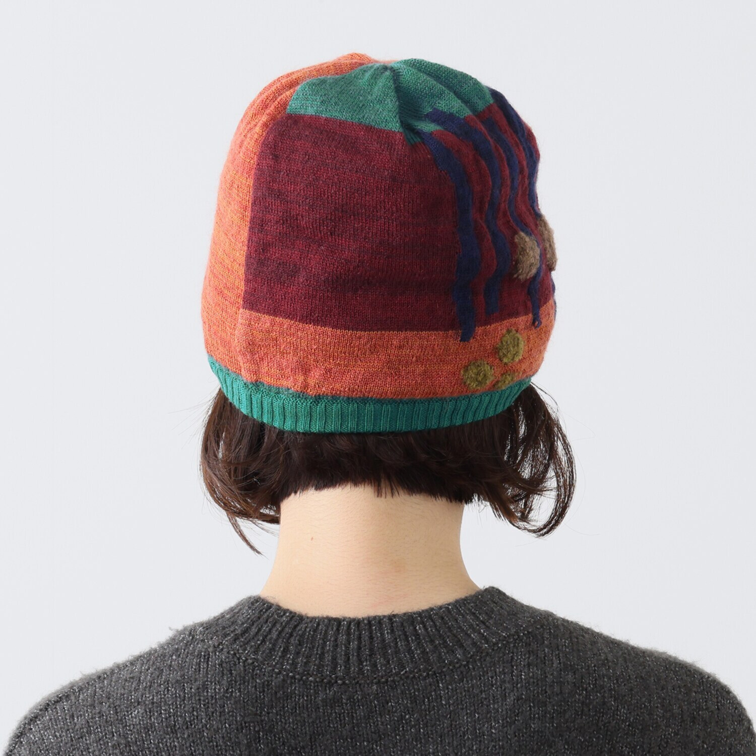 エム　アンド　キョウコ アート柄 リバーシブルニット帽