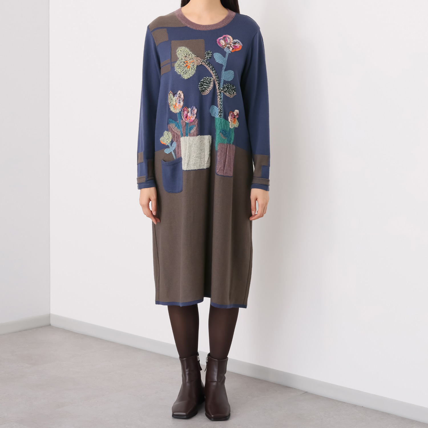 エム　アンド　キョウコ フラワー刺しゅう ワンピース