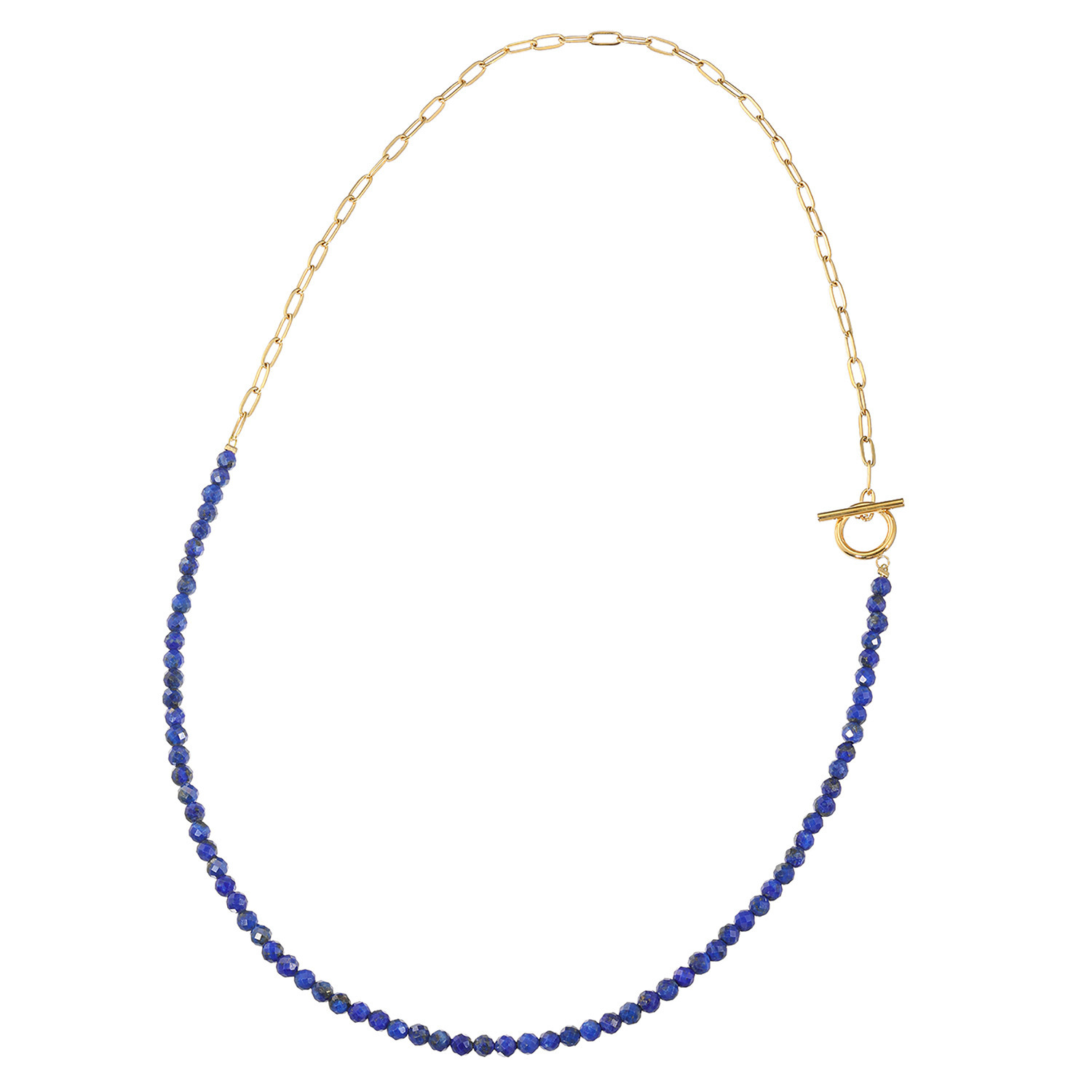 インプレスミー ステンレス ラピスラズリ クリップチェーン トグル＆バーアクセント ロングスタイルネックレス