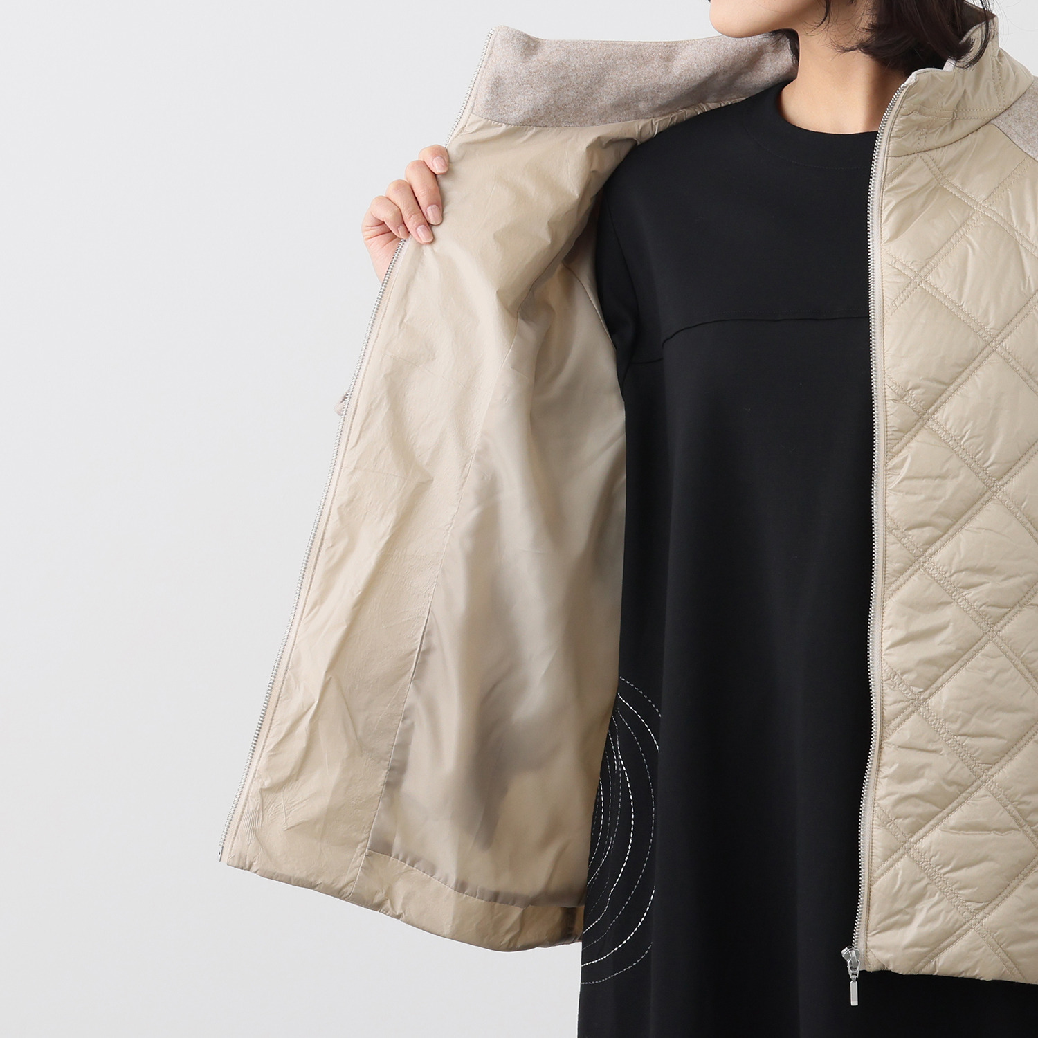 ダジュール 異素材切替 中綿ジャケット