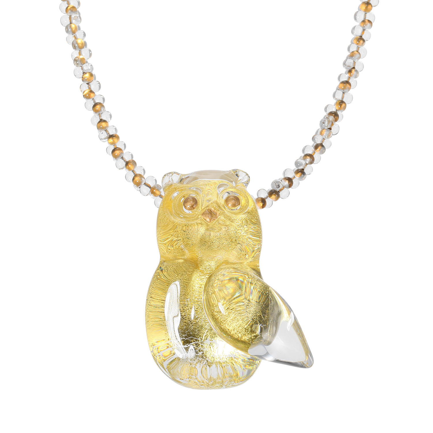 イチグラス フクロウモティーフ ロングペンダント