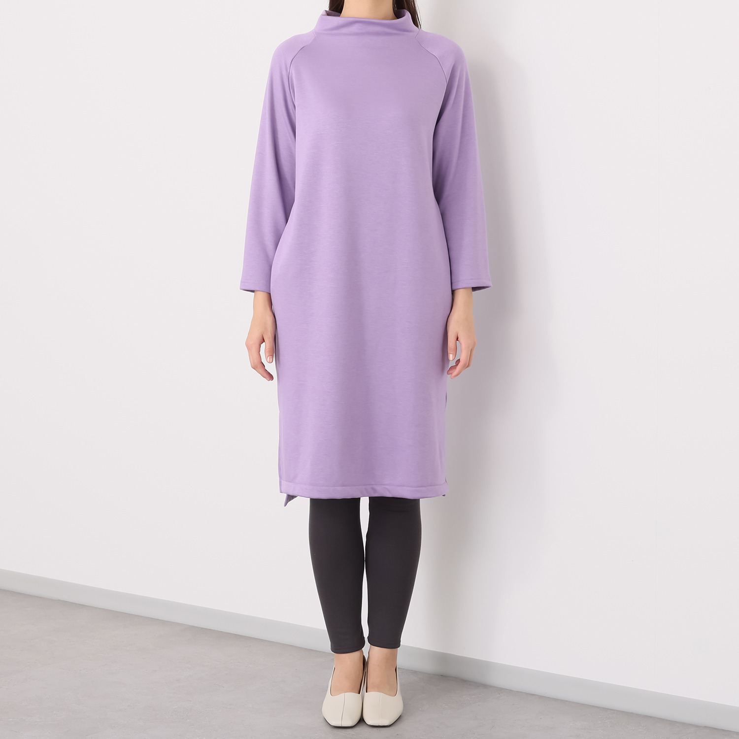 ココンライフ　ドゥ 吸湿発熱・吸放湿 ふんわり裏シャギー ラグランスリーブ ワンピース