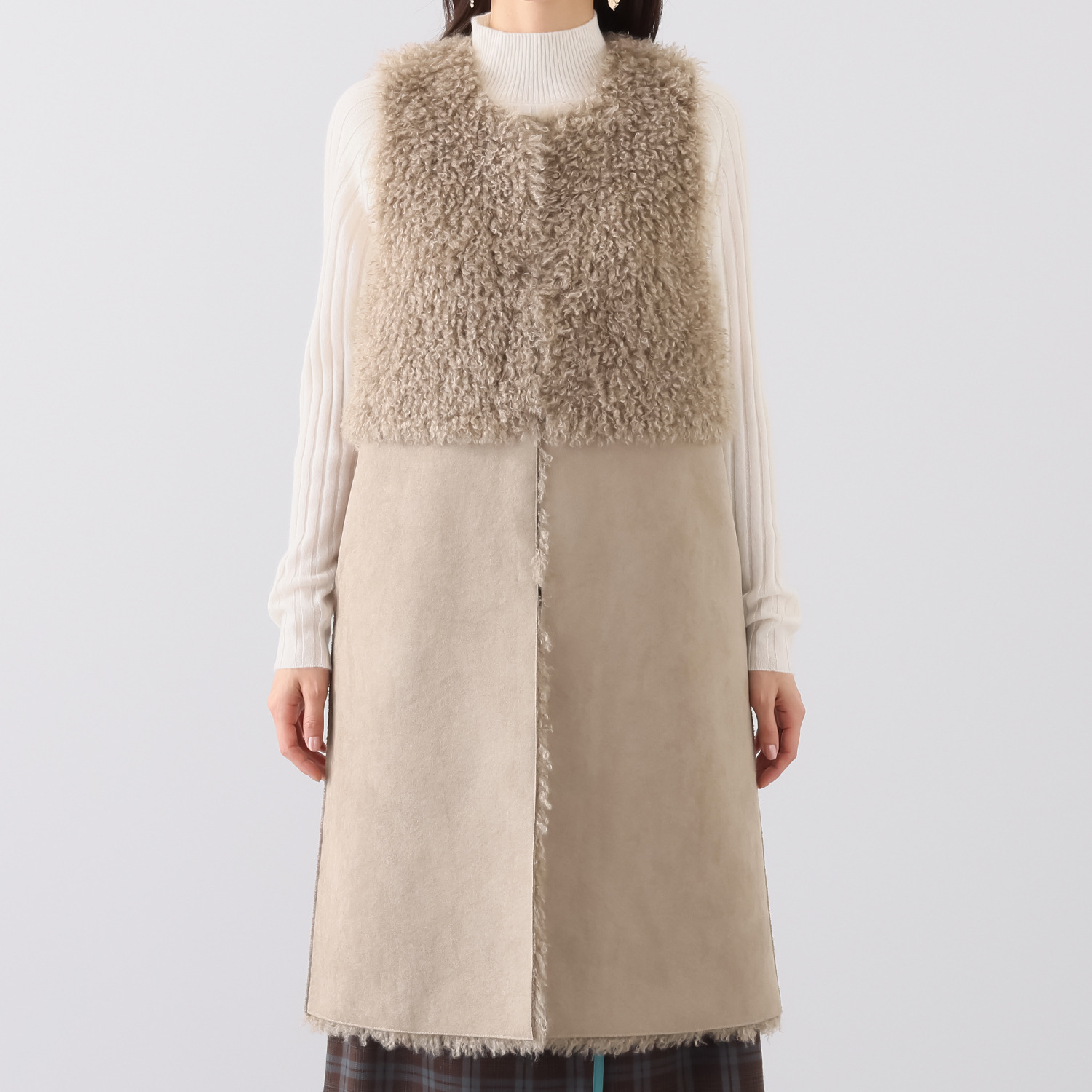 マリエール ボアムートンタッチ エコファーロングジレ- ショップチャンネル