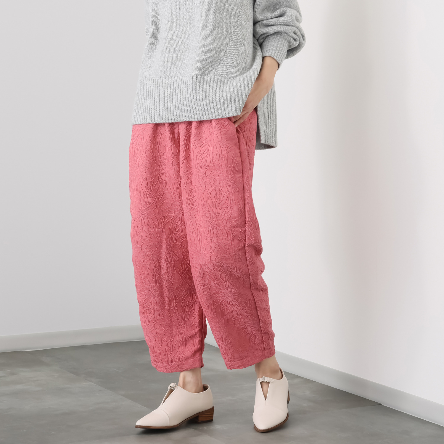 リルアンドリリー ジャガード ストレートパンツ