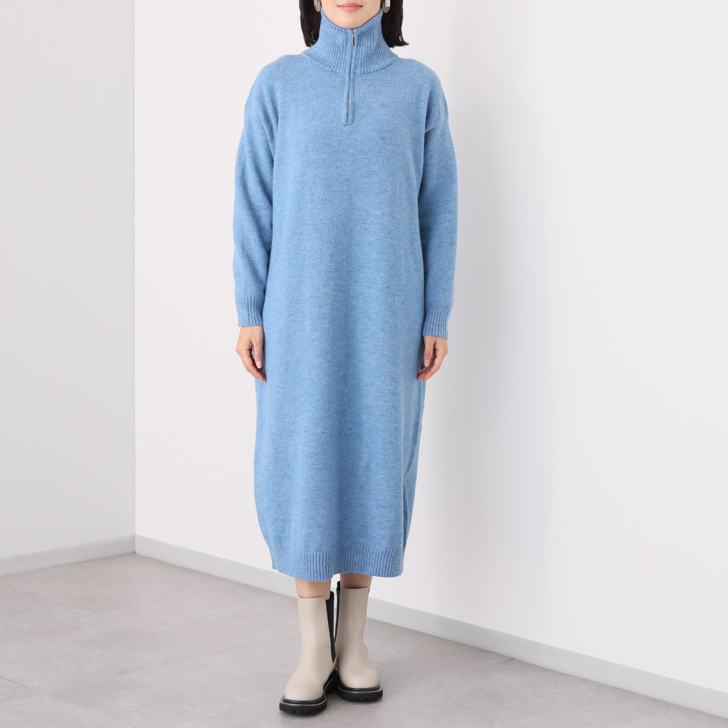 チーロ ジップアップ ニットワンピース