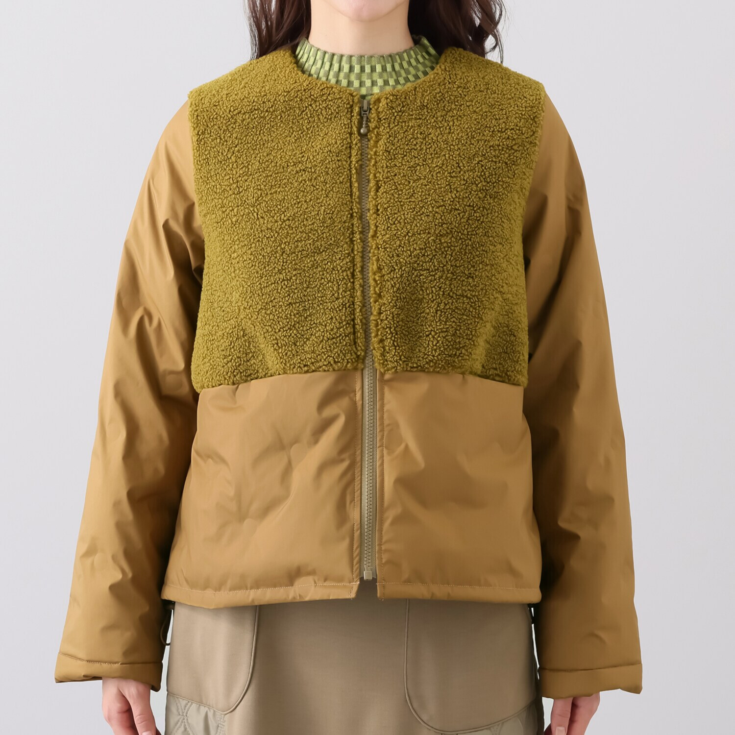 クリン　ヨシキ ボア切替 水玉柄コート