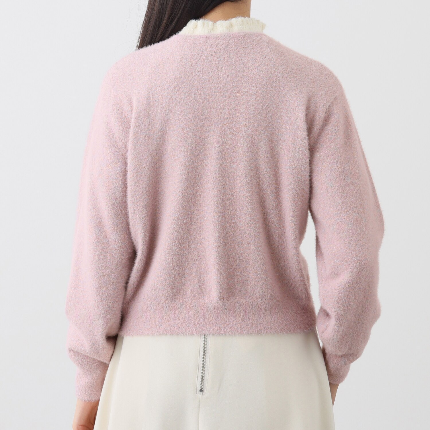 アリュメット ラメ入りシャギーニット カーディガン