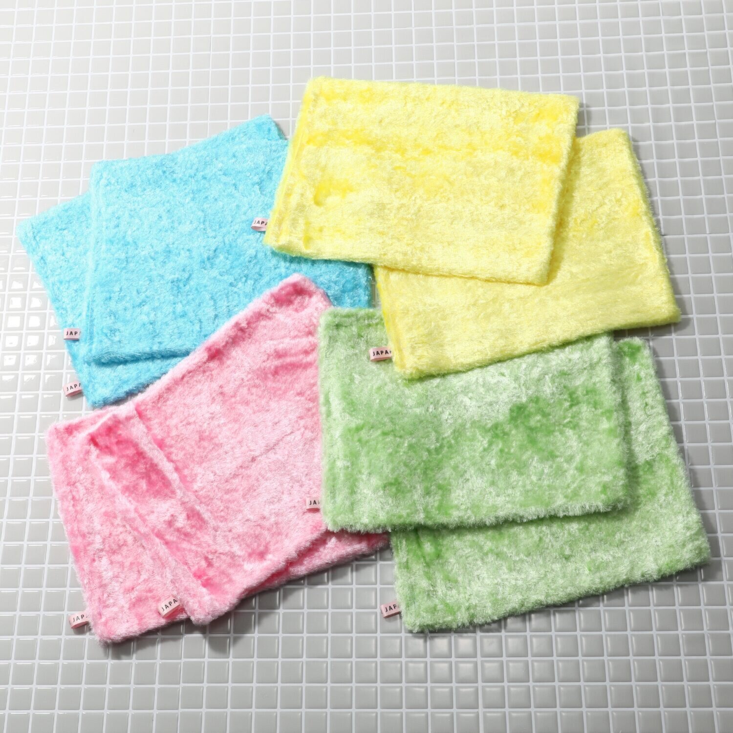 大創業祭　気持ち華やぐ レインボーミックス登場！ 長い毛足で汚れをキャッチ パルスイクロス 薄手タイプ８枚セット