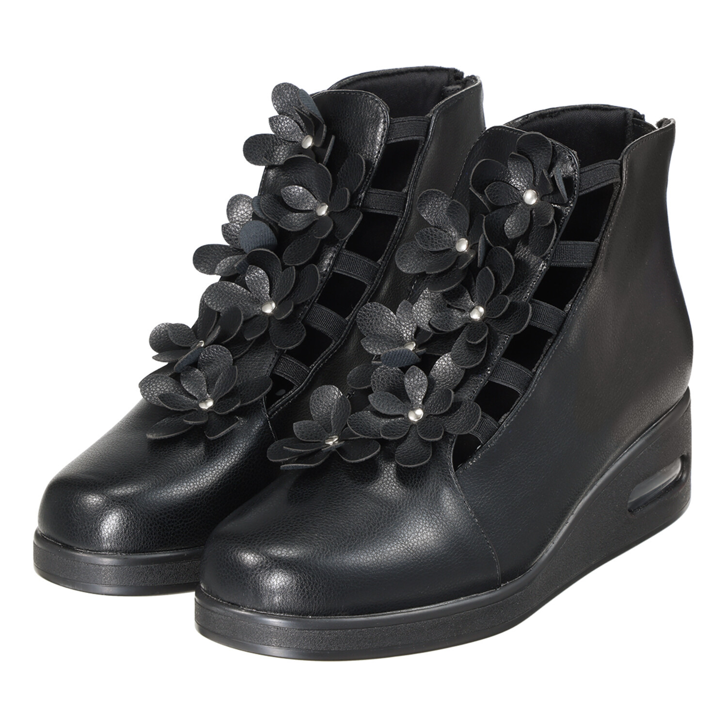 ポポラーレ 小花モティーフ ショートブーツ