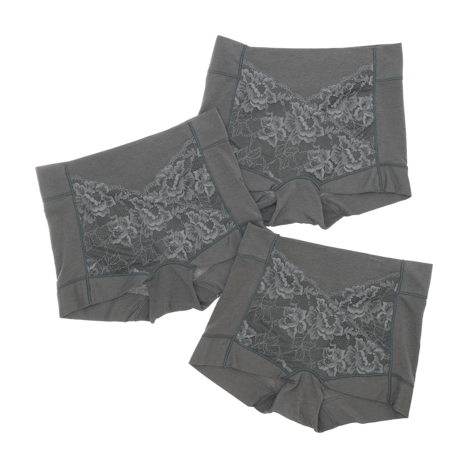 ヌーディーフィット フロントレース 一分丈 エレガントショーツ 同色３枚セット