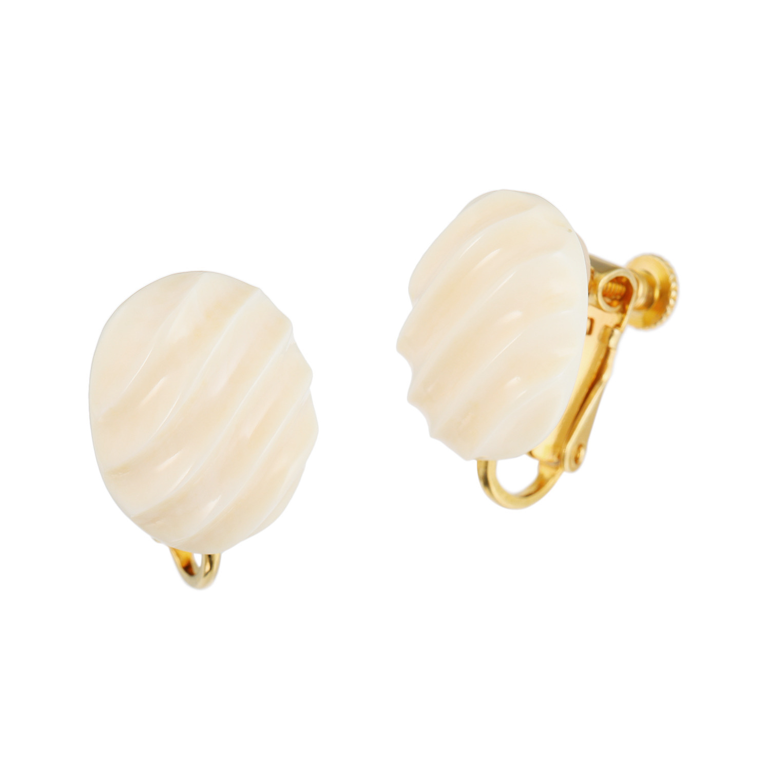 象牙調 ネックレス イヤリング セット used 厚から 