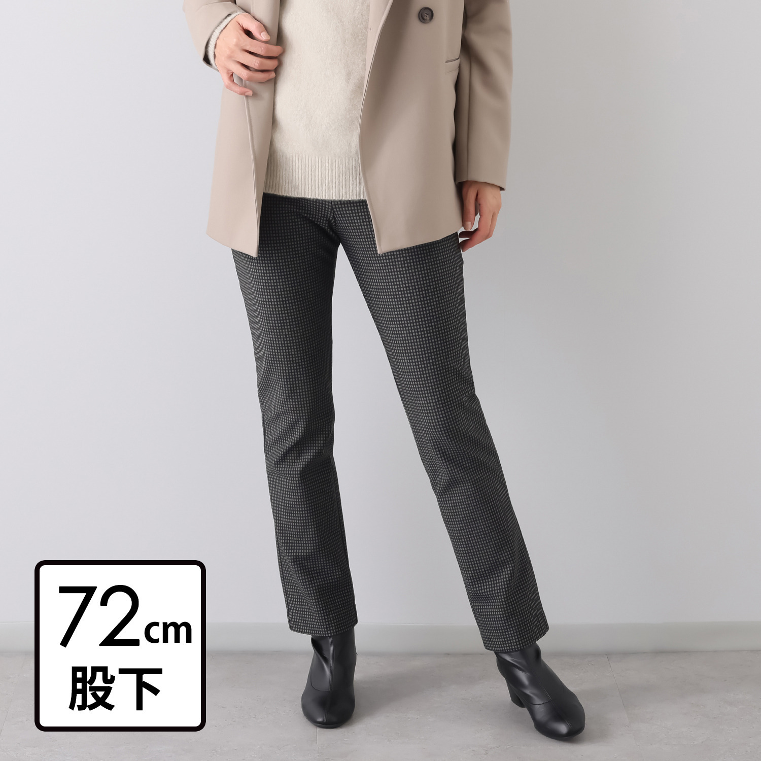 ピーツー え！？やせて見える？ 裏起毛プリントパンツ ＜股下７２ｃｍ＞