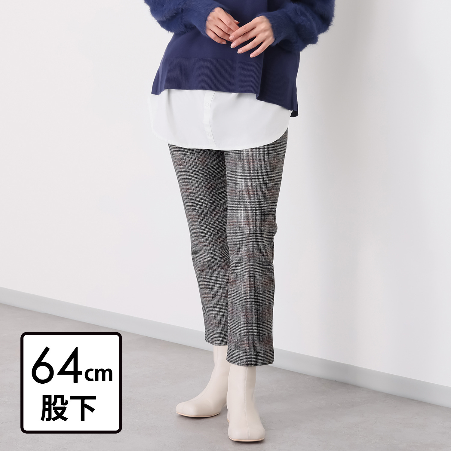 ピーツー え！？やせて見える？ 裏起毛プリントパンツ ＜股下６４ｃｍ＞