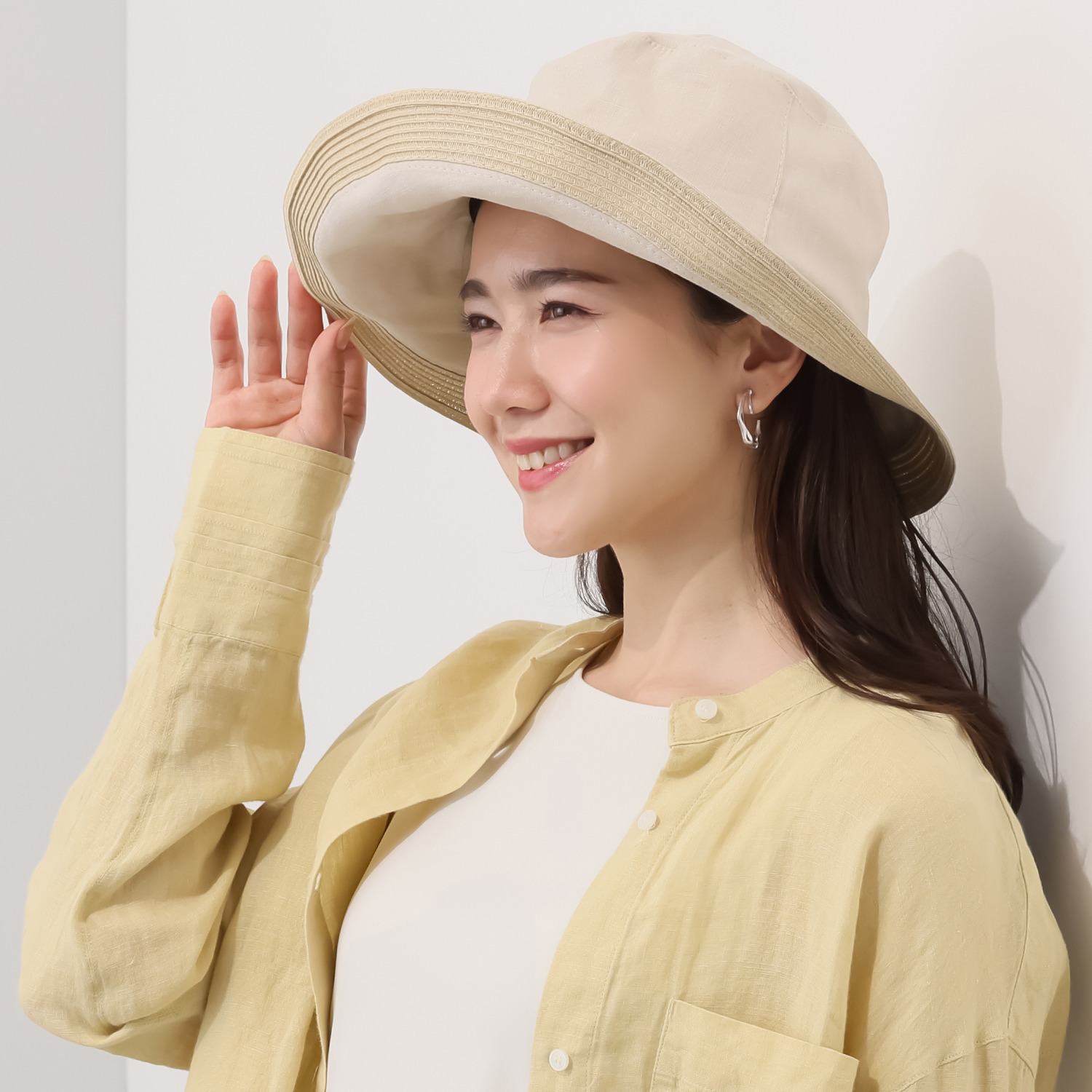 ミリーセヴァルセン 洗える！ リネン×ブレード 日傘な帽子