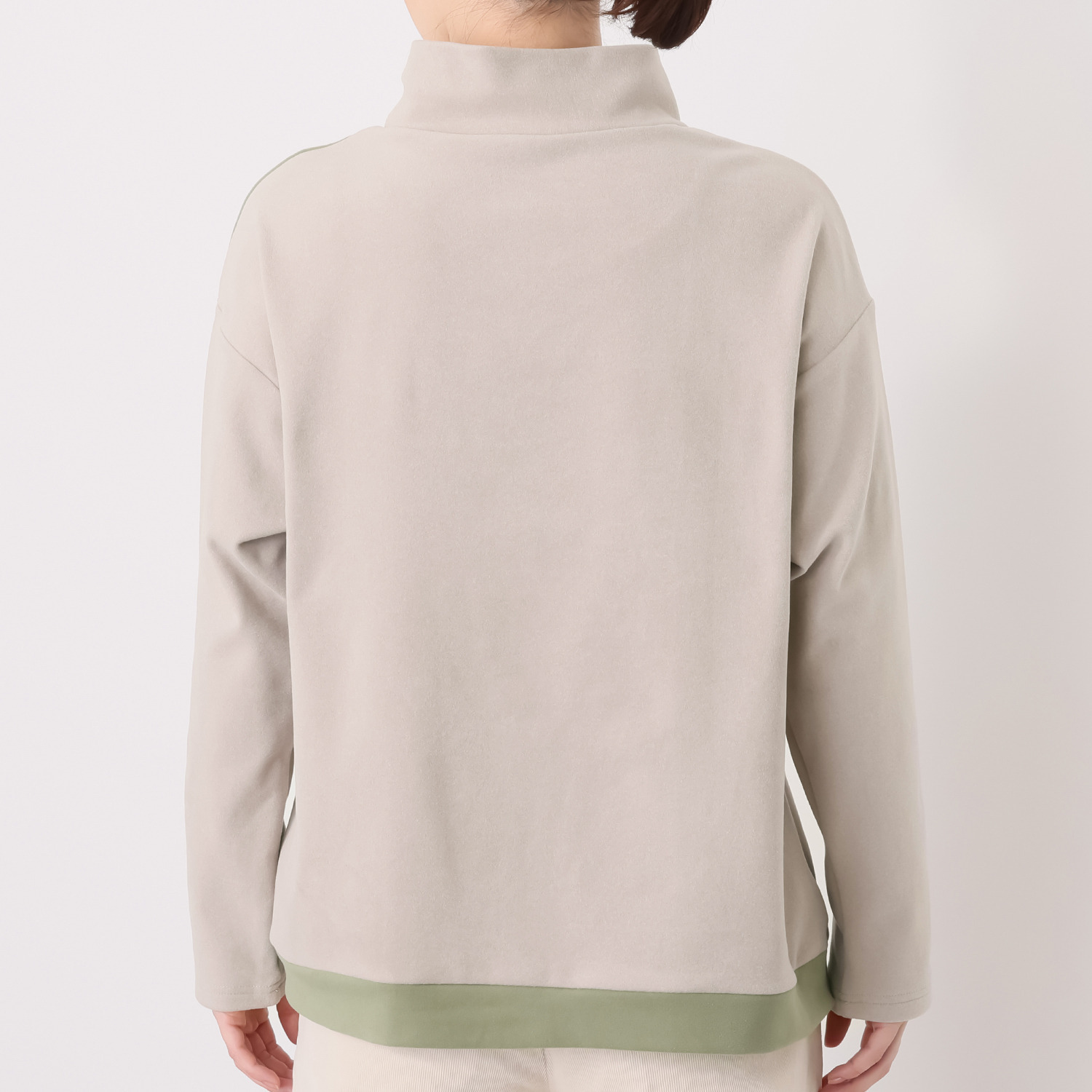 アリュメット バイカラー 起毛 アシメンメトリー プルオーバー