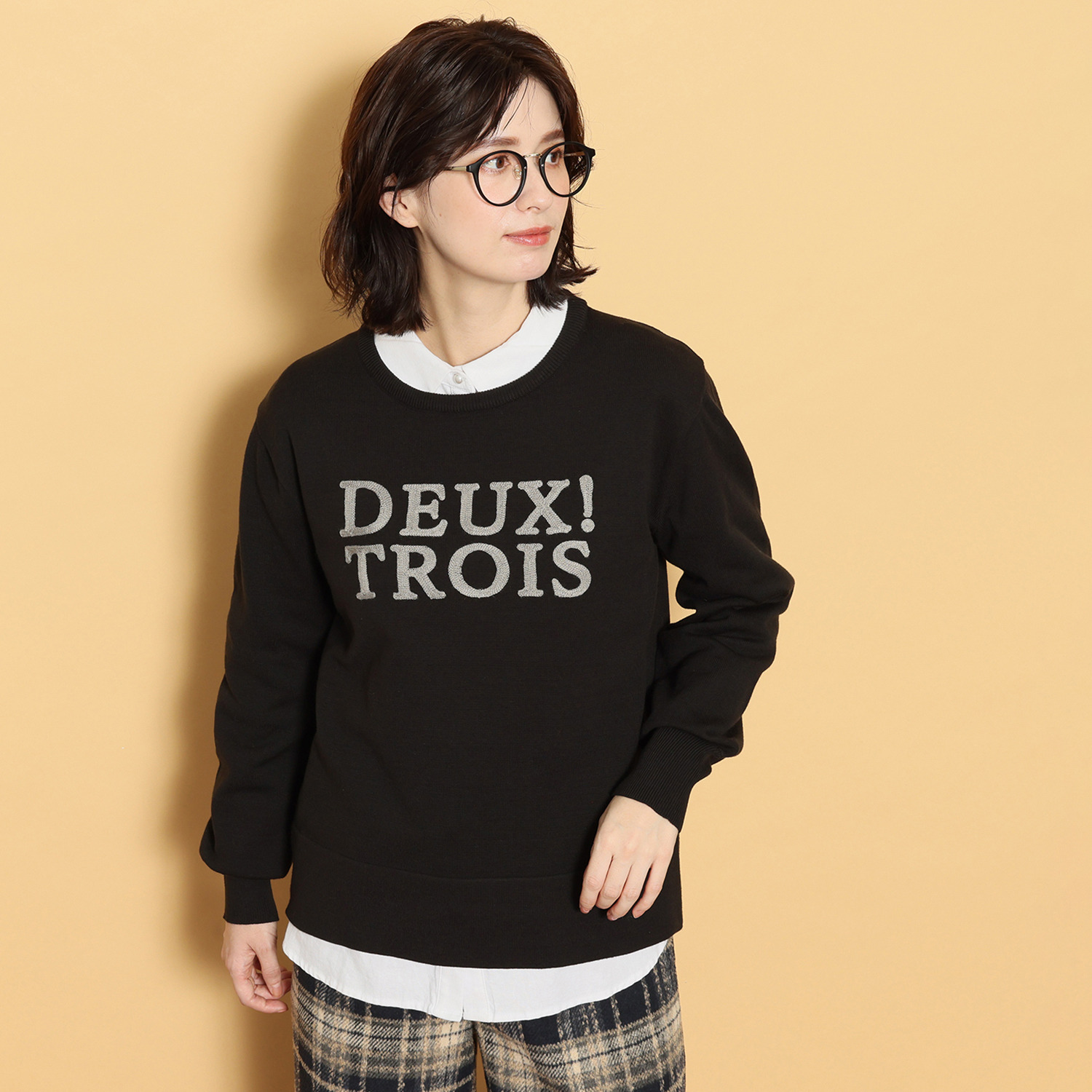 アンリック　オー　ブルー コットン混 デザインニット プルオーバー