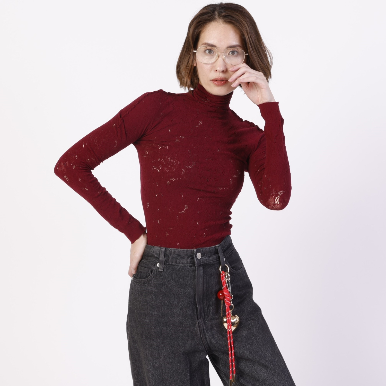 ダンスウィズビジュー スーパーストレッチ エレガントレース編み モイストインナーニット