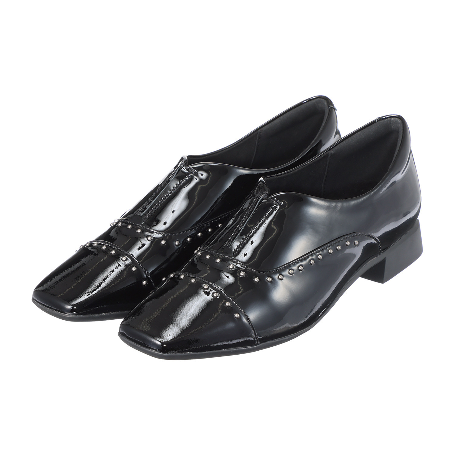 フィオリノ はっ水山羊革エナメル スタッズエレガンス オックスフォードシューズ
