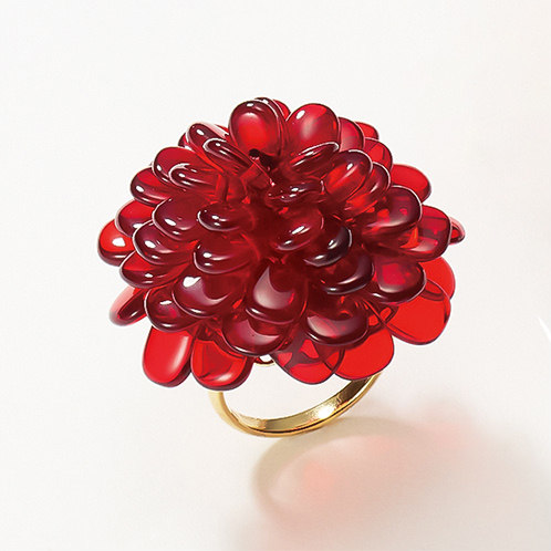 バイ　ネイチャー 琥珀 フラワーデザイン リング