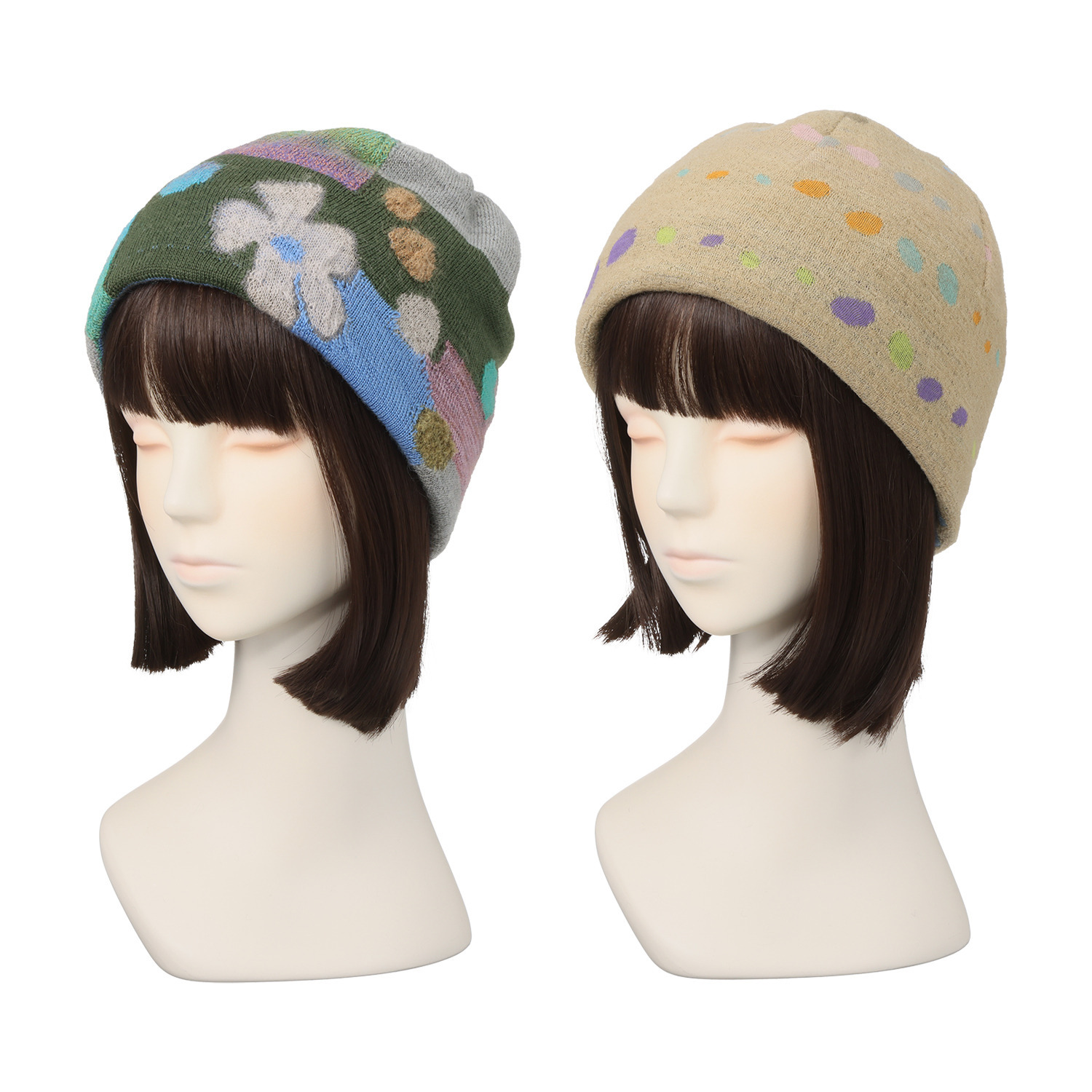 エム　アンド　キョウコ 風景アート柄 リバーシブルニット帽