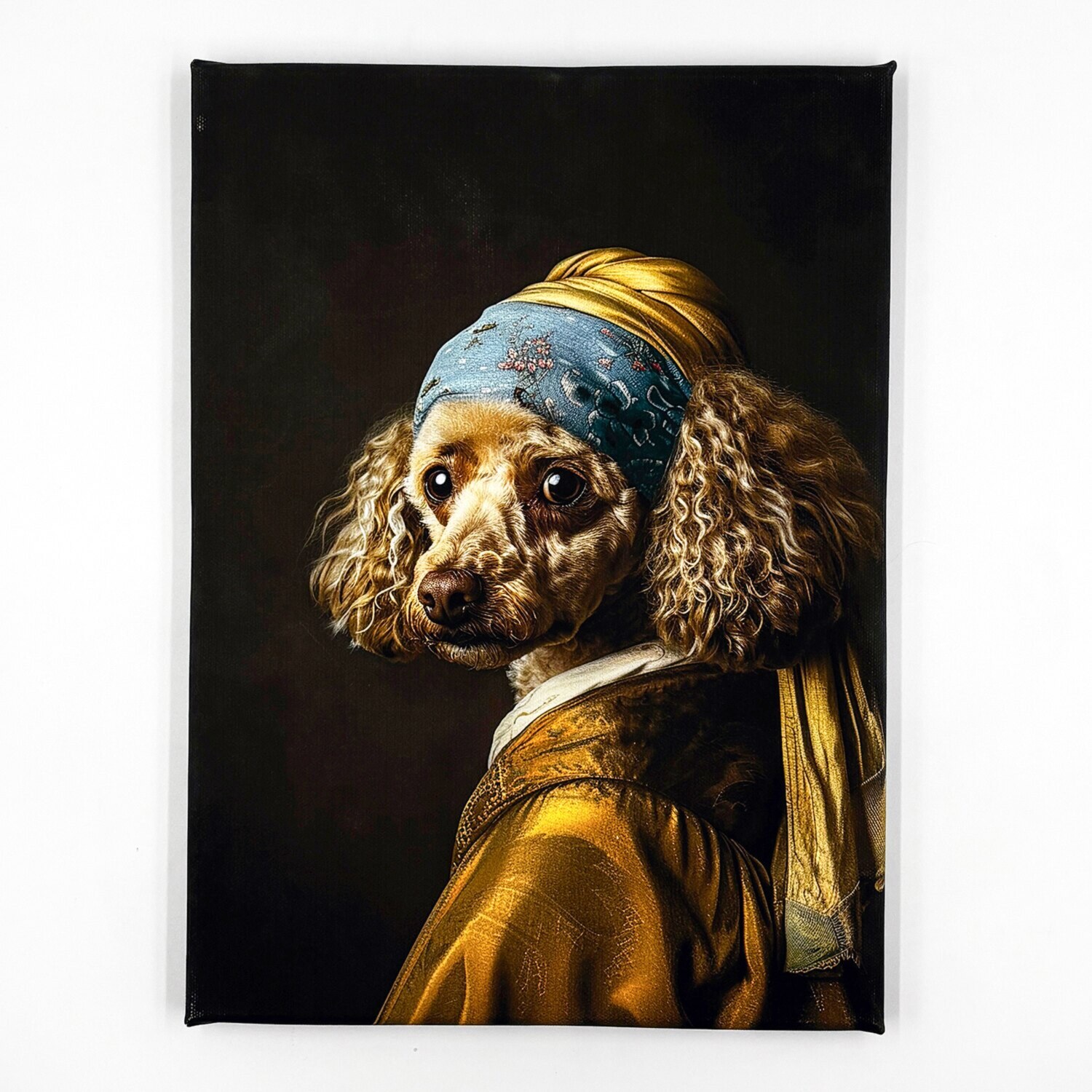 インテリアアート 犬シリーズ 真珠の耳飾りのプードル ＜約33