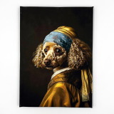 インテリアアート 犬シリーズ 真珠の耳飾りのプードル ＜約３３×２４ｃｍ＞ 