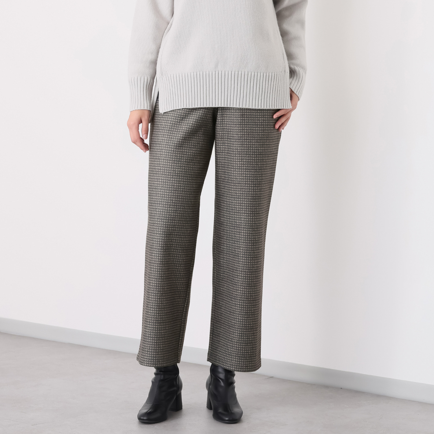 シルバーミントシュガー 表起毛ダブルフェイス プリントパンツ