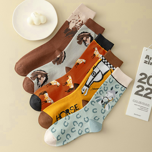 韓国トレンド 雑貨コレクション モティーフ靴下 ５足組