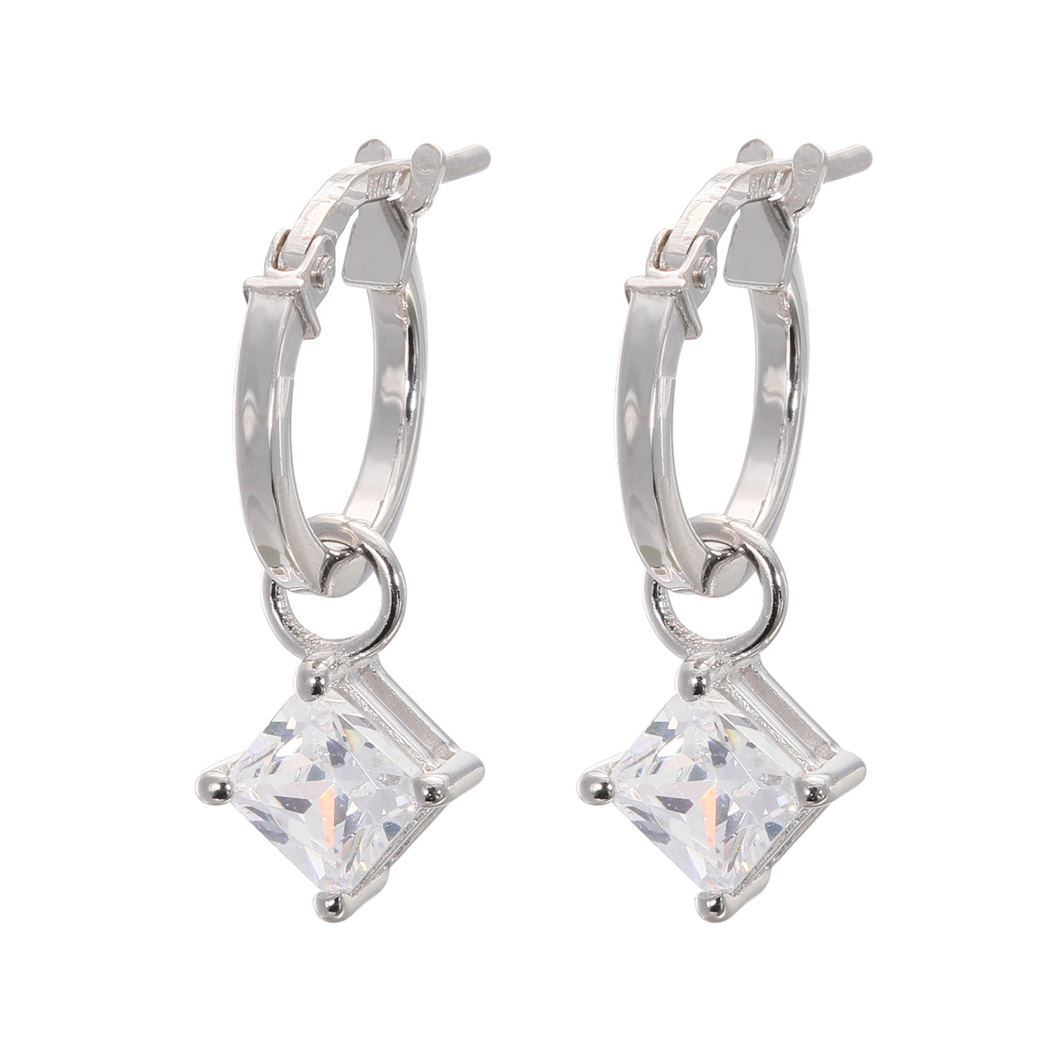 ダイアモア シルバー スクエアＣＺ スウィング フープピアス