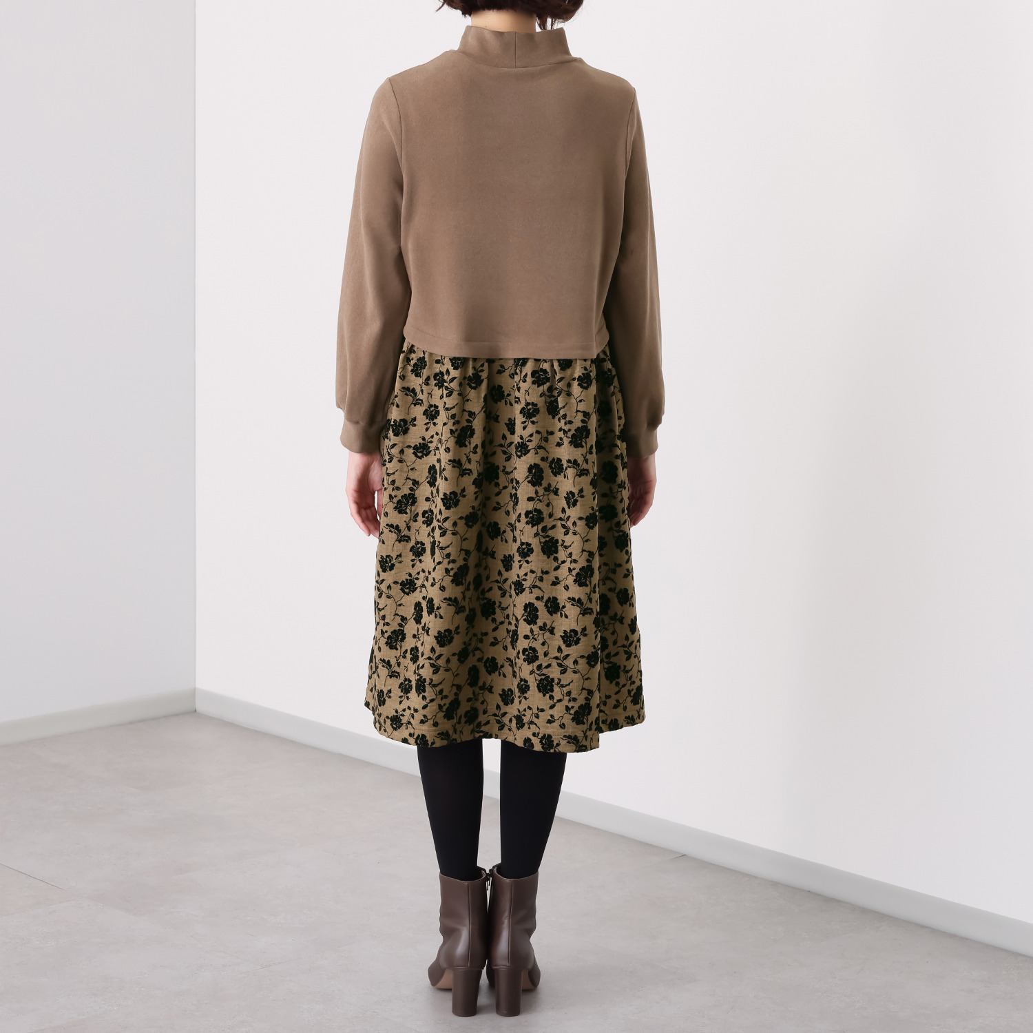 アリュメット フロッキープリント ドッキングワンピース