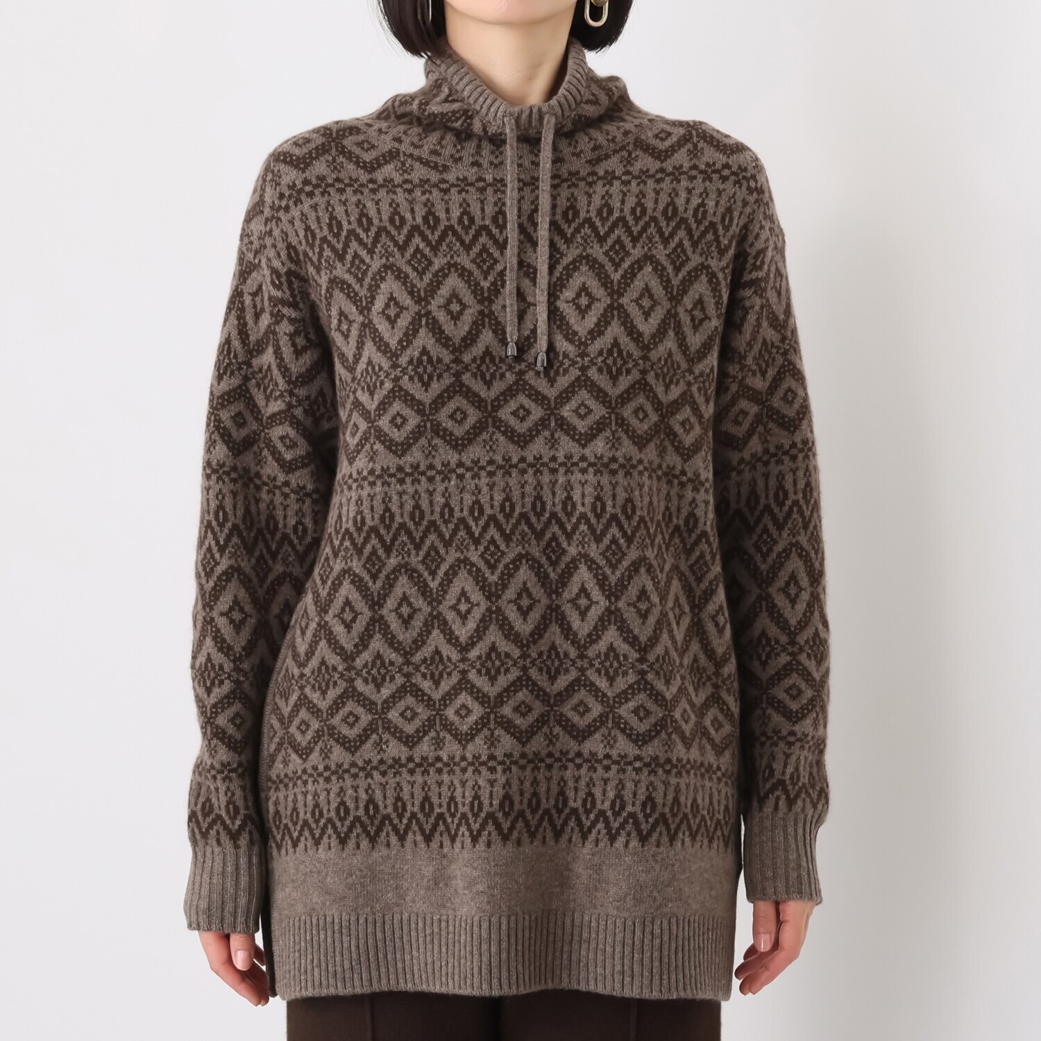 ネイチャーズ 無染色ヤク フェアアイル柄 チュニックプルオーバー