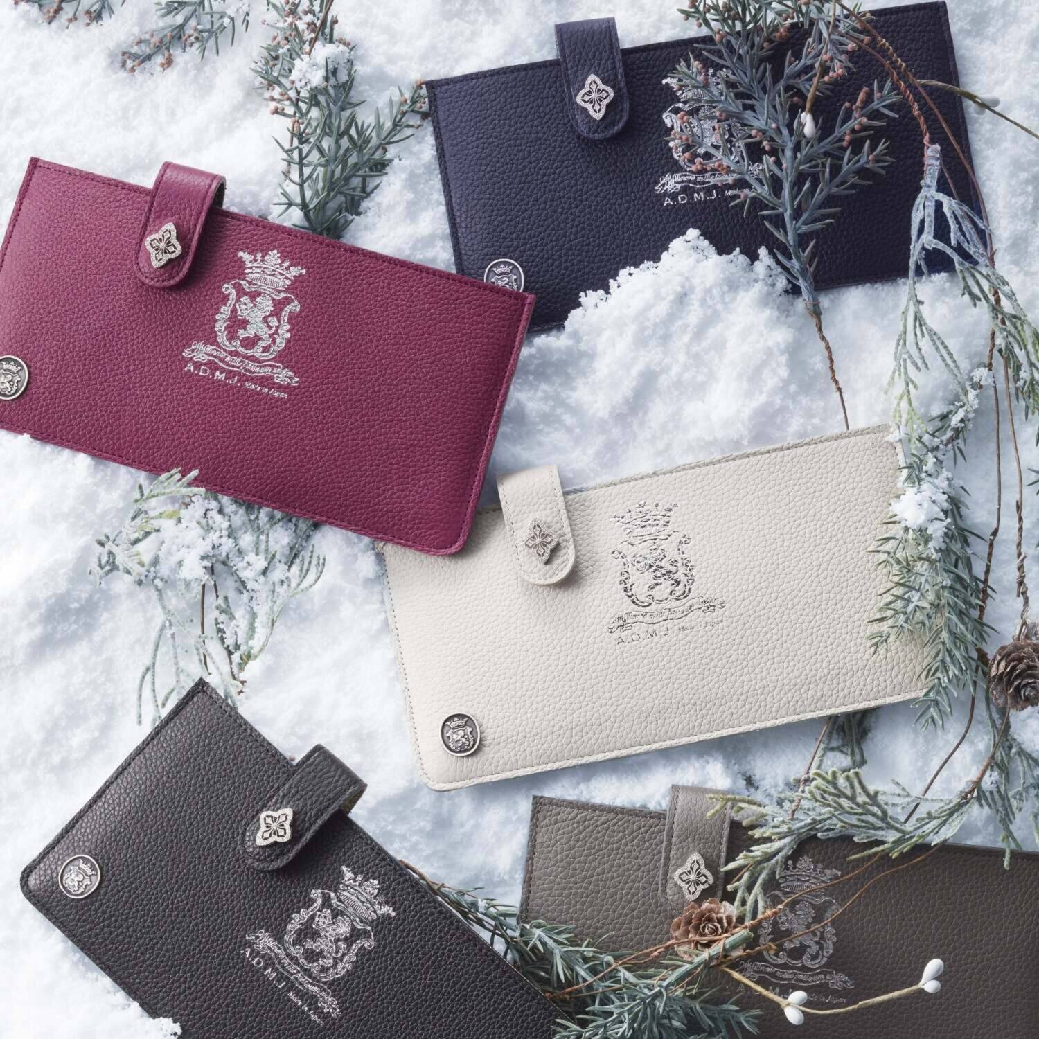 エーディーエムジェイ スパニッシュレザー アールデコモティーフ スリムウォレット