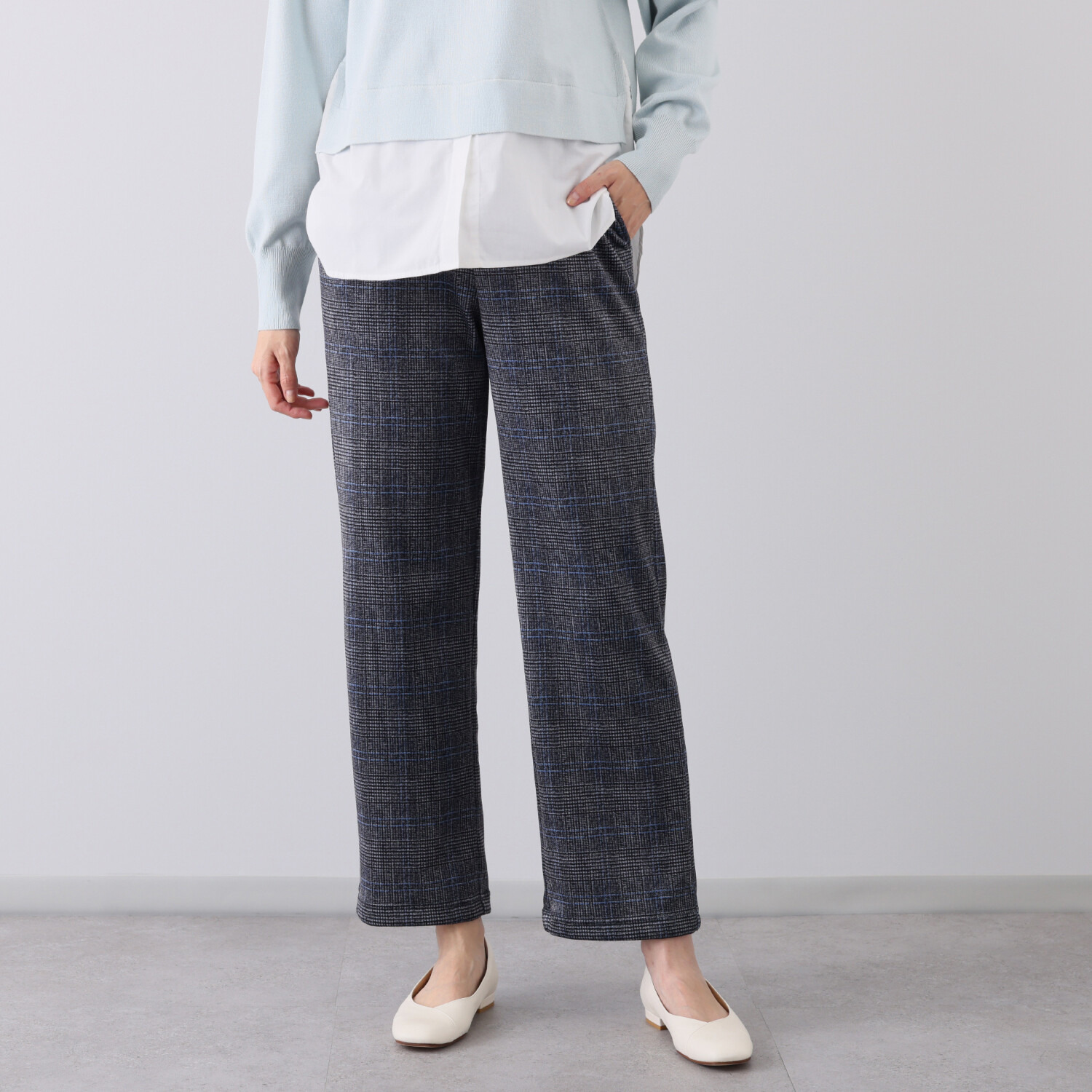 アトリエール 蓄熱保温 両面ベロア スタイリッシュ ワイドパンツ