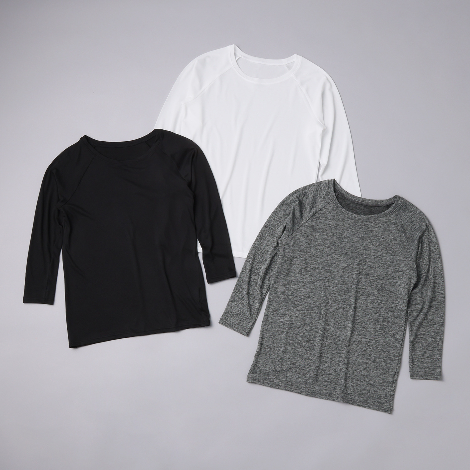 ブリーズドライ 遮熱＆汗対策 快適さらさら ラグランスリーブ 八分袖シャツ３枚セット