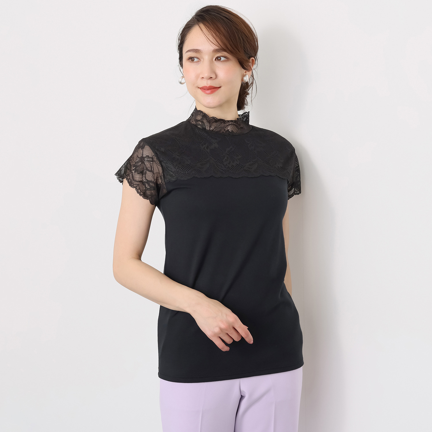 マリランテ 吸湿発熱・吸放湿 柔らかのびのび快適素材 タケダレースアクセント エレガント半袖インナー