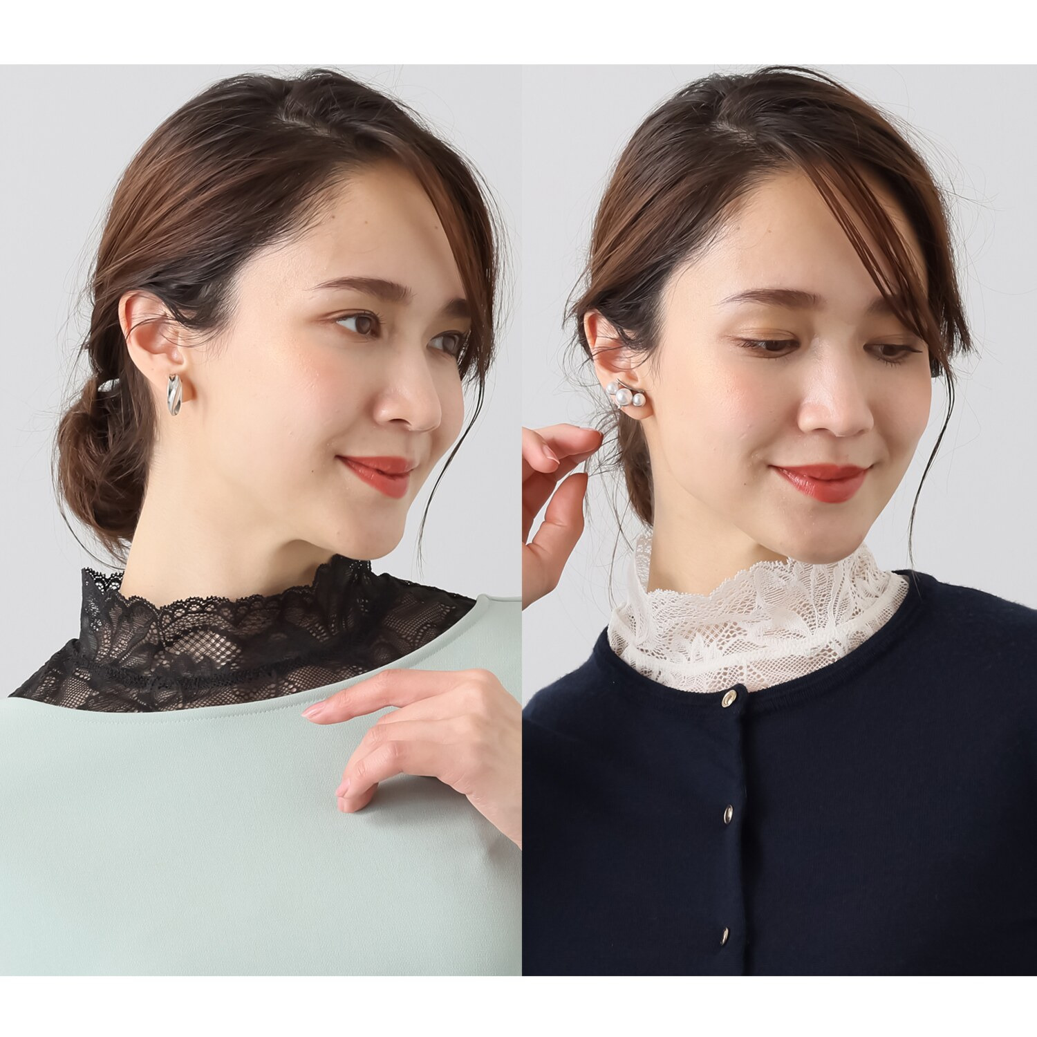 マリランテ タケダレース製 ストレッチレース使用 付け襟２枚セット