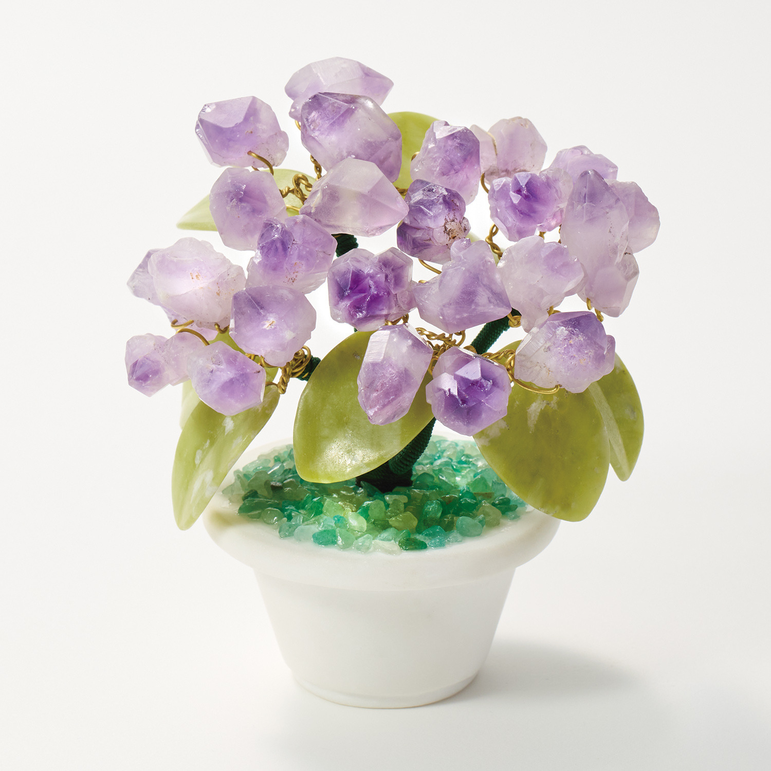 幸石堂 長寿・財運祈願 天然アメシスト置物 育てる盆栽 “富貴長樹