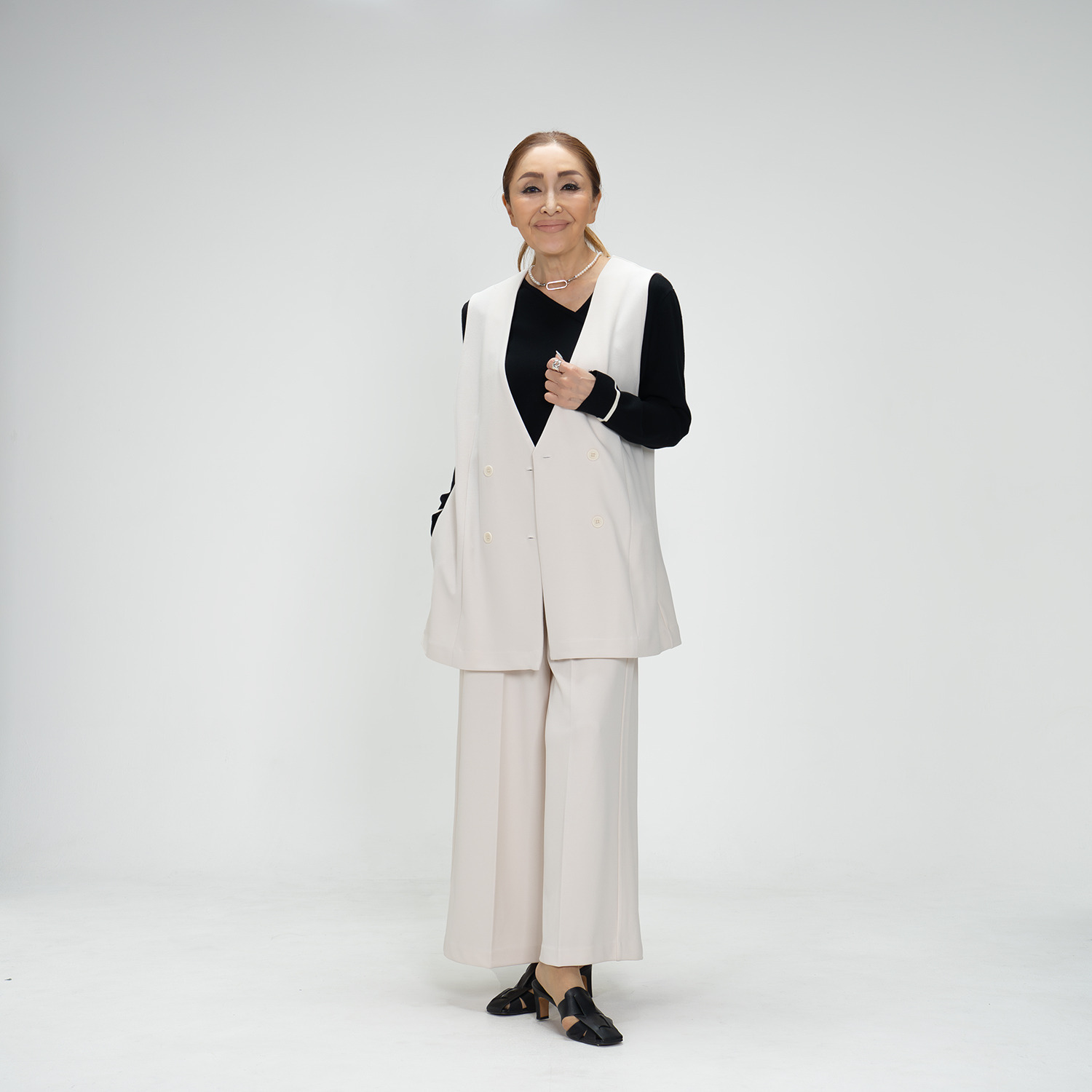 エアリーフェアリー カルゼストレッチ ダブルブレストジレ- ショップ