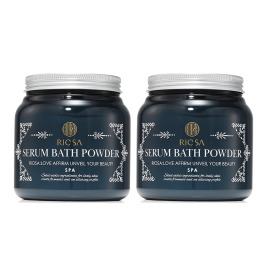 リオッサ 美容成分９８．５２％配合 とろみのあるお湯で身体の 隅々までハリツヤ潤い！ ローズ＆ジンジャーの香り セラムバスパウダー ２個セット
